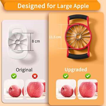 [Upgraded] Newness 5.12 - Inch Large Apple Slicer, Cut 16 Thin Slices All the Way Through, HEAVY - DUTY Stainless Steel Apple Corer & Slicer for Fruits & Vegetables - Dishwasher Safe