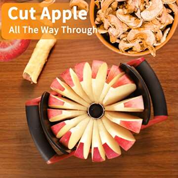 [Upgraded] Newness 5.12 - Inch Large Apple Slicer, Cut 16 Thin Slices All the Way Through, HEAVY - DUTY Stainless Steel Apple Corer & Slicer for Fruits & Vegetables - Dishwasher Safe