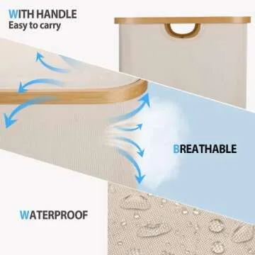 Yamagahome 60L Waterproof Laundry Basket with Lid