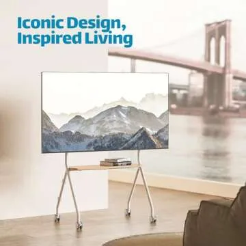 ECOTINY Easel Rolling TV Stand for 49-80 Inch TV Screen up to 110 LBS, Portable TV Stand with Wheels, Height Adjustable TV Stand Cart for Business, Office, School, Home, White