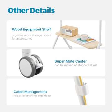 ECOTINY Easel Rolling TV Stand for 49-80 Inch TV Screen up to 110 LBS, Portable TV Stand with Wheels, Height Adjustable TV Stand Cart for Business, Office, School, Home, White