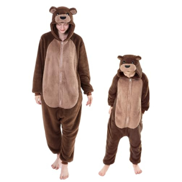 GONAAP Adult Bear Sherpa Onesie Pajamas for Cozy Cosplay