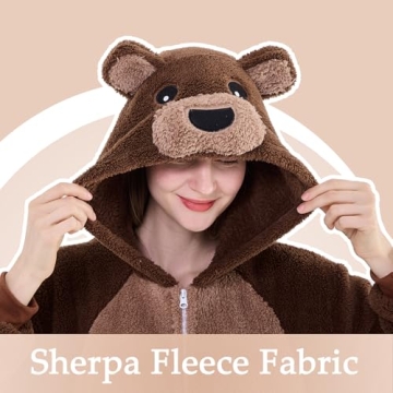 GONAAP Adult Bear Sherpa Cosplay Onesie Pajamas