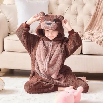 GONAAP Adult Bear Sherpa Cosplay Onesie Pajamas