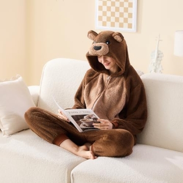 GONAAP Adult Bear Sherpa Cosplay Onesie Pajamas