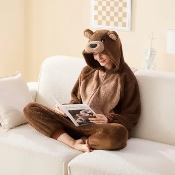 GONAAP Adult Bear Sherpa Cosplay Onesie Pajamas