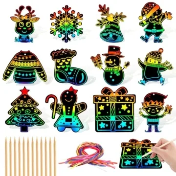 JULMELON Christmas Scratch Art - 36 PCS Rainbow Magic Scratch Paper Cards for Kids