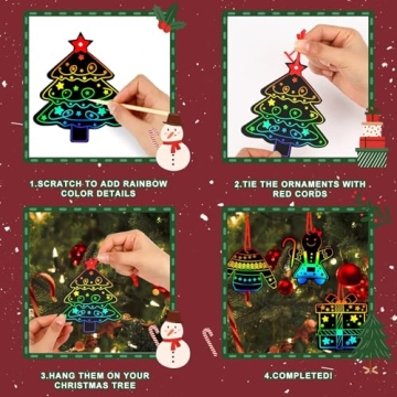 JULMELON Christmas Scratch Art Craft Kit for Kids
