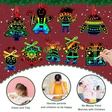 JULMELON Christmas Scratch Art Craft Kit for Kids