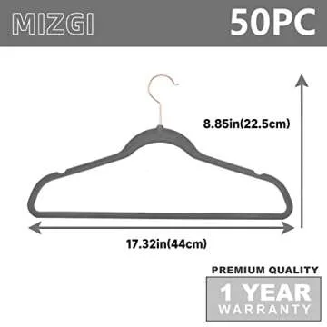 MIZGI Premium Velvet Hangers (50 Pack) Heavy Duty Non Slip Felt Hangers Gray,Rose Gold 360 Degree Swivel Hooks,Space Saving Clothes Hangers,Durable Strong Hangers for Suits,Coats,Pants & Dress