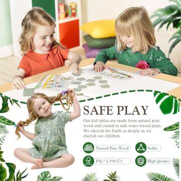 Easyego Multifunctional Sensory Table with Paper Roll, Wooden Sand and Water Activity Table with Double-Sided Board & Foldable Storage Bins for Kids' Indoor and Outdoor Play