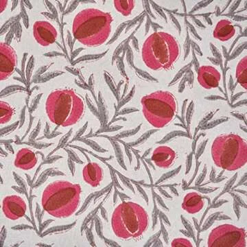 Ridhi -Sangria Red Cotton Tablecloth, Handblock Print Floral Table Cloth for Kitchen Dining Linen I Thanksgiving, Christmas, Wedding, Fall Décor 8 Seater 70X108 Inch Rectangle