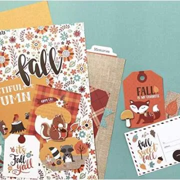 Echo Park Paper Company Celebrate Autumn Collection Kit paper, Orange, Yellow, Blue, Brown, Tan 12-x-12-Inch