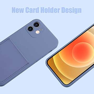 MZELQ Liquid Silicone Wallet Case for iPhone 12 (6.1 inch), Card Holder Camera Protection Cover for iPhone 12 + Screen Protector, Soft Slim Card Slot Case for iPhone 12 Phone Case -Lanvender Lavender
