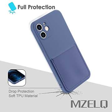 MZELQ Liquid Silicone Wallet Case for iPhone 12 (6.1 inch), Card Holder Camera Protection Cover for iPhone 12 + Screen Protector, Soft Slim Card Slot Case for iPhone 12 Phone Case -Lanvender Lavender