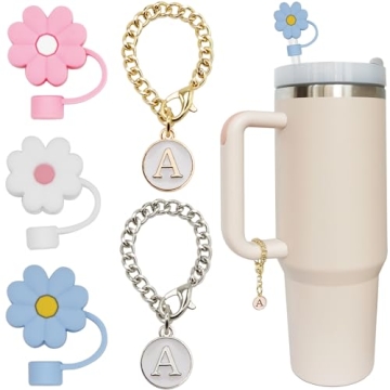 Altally 3PCS Straw Cover for Stanley Cup 30&40 Oz 10mm Flower Silicone Straw Topper Protector Lid wi...