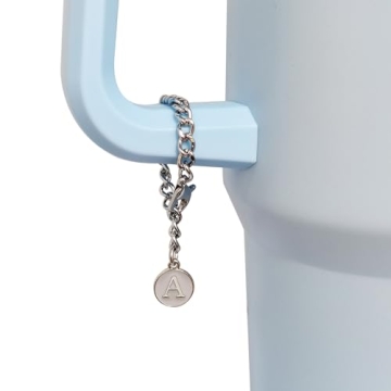 Altally 3PCS Straw Cover for Stanley Cup 30&40 Oz 10mm Flower Silicone Straw Topper Protector Lid with 2PCS Initial Personalized Letter Charm Stanley Tumblers Accessories (3pcs flowers+2pcs letter A)