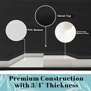 SONORO KATE Bathroom Rugs, Ultra Absorbent & Non-Slip Memory Foam Bath Rugs, Machine Washable Bathroom mats, Soft Velvet Bath Mats，Easier to Dry for Bathroom Floor Rugs (32"×20", Black)