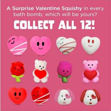Valentines Bath Bombs for Kids with Surprise Heart Toys Inside (6 Pack) - Perfect Valentines Day Gif...
