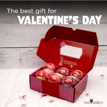 Valentines Bath Bombs for Kids with Surprise Heart Toys Inside (6 Pack) - Perfect Valentines Day Gifts for Kids & Women - Bubble Bath, USA Made, Kids Safe Ingredients, Fruity Scents by Two Sisters