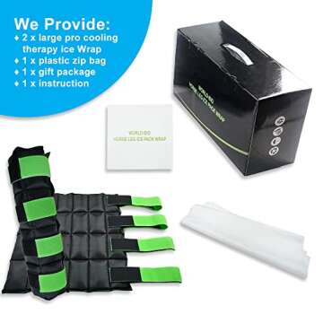 WORLD-BIO Horse Leg Ice Packs Cooling Wrap for Horse Injuries, Set of 2 Professional Cold Therapy Pa...