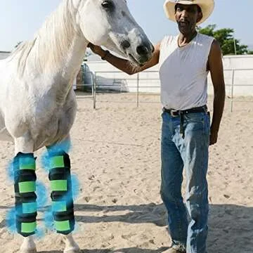 WORLD-BIO Horse Leg Ice Packs Cooling Wrap for Horse Injuries, Set of 2 Professional Cold Therapy Pack with Flexible Straps for Hock, Ankle, Knee, Ice Boots Horse Wrap 16.9'' x 16.1'', Black & Green