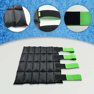 WORLD-BIO Horse Leg Ice Packs Cooling Wrap for Horse Injuries, Set of 2 Professional Cold Therapy Pack with Flexible Straps for Hock, Ankle, Knee, Ice Boots Horse Wrap 16.9'' x 16.1'', Black & Green