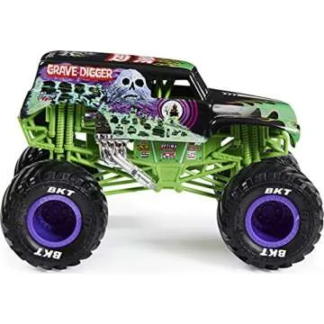Monster Jam Official Grave Digger Monster Truck - Grave Digger Collector 1:24 Scale Die-Cast Vehicle - Chrome Rims and BKT Tread Tires For Use In All Playsets - Collectible For Fans & Birthday Parties