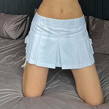 YYDSTYLE Women's Vintage Low Waist Pleated Mini Skirt
