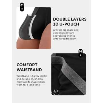 DAVID ARCHY Men's Underwear Bamboo Rayon Breathable Lightweight Basic Pouch Briefs no Fly in 4 Pack(XL,Black)