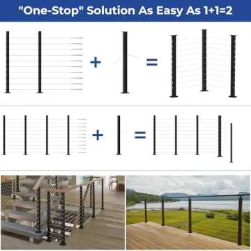 Gyykzz 36" Fixed Top One-Stop Cable Railing Post Kit