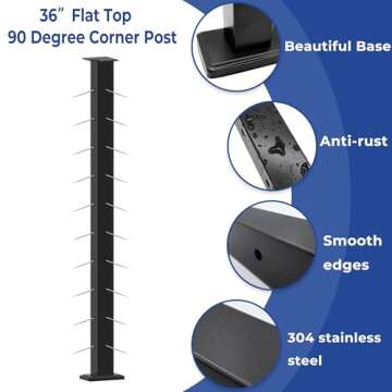 Gyykzz 36" Fixed Top One-Stop Cable Railing Post Kit