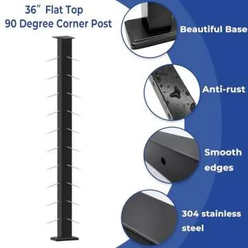 Gyykzz 36" Fixed Top One-Stop Cable Railing Post Kit