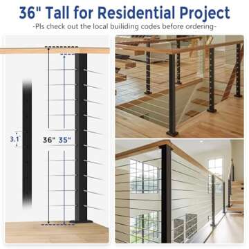 Gyykzz 36" Fixed Top One-Stop Cable Railing Post Kit