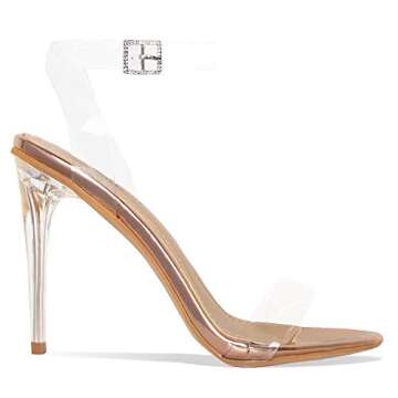 Rose Gold Clear Diamante Stiletto Heels US8
