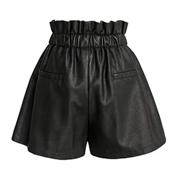 SCHHJZPJ High Waisted Black Faux Leather Shorts for Women (Black, XS)…