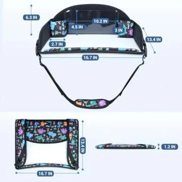 COOLBEBE Kids Travel Tray for Toddler Car Seat, Travel Tray for Airplane, Toddler Car Seat Lap Tray, Carseat Table Tray for Kids Travel Activities (Dinosaur)