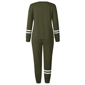 AMABMB Women's Tie Dye Two Piece Pajamas Set Long Sleeve Sweatshirt with Long Pants Sleepwear with Pockets (S, Striped Army Green) 31L6-junlv-S