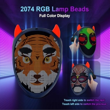 URAO LED Rechargeable Halloween Mask with App Control