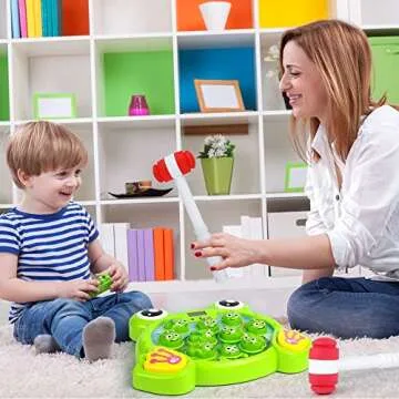 LURLIN Interactive Whack A Mole Game, Durable Pounding Toy, Helps Fine Motor Skills, Fun Gift for Ages 3, 4,5 6 Years Old Kids, Toddler, Boys, Girls, 2 Hammers Included