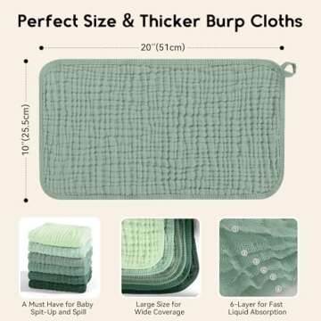 Premium Unnivoll Cotton Burp Cloths for Babies Large 20''x10''