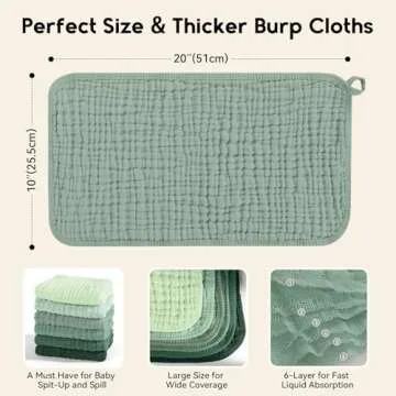 Premium Unnivoll Cotton Burp Cloths for Babies Large 20''x10''