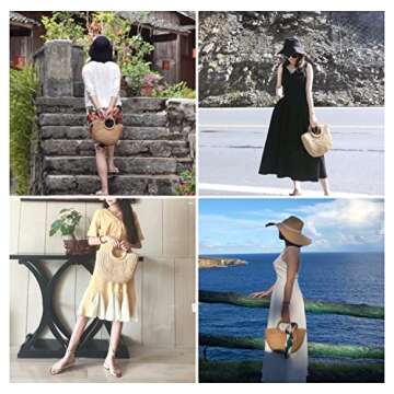 FARVALUE Summer Straw Beach Tote Bag Handmade Large Straw Tote Handbag Women's Handbags And Free Silk Scarves