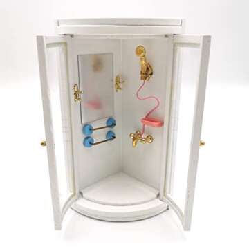 SXFSE Dollhouse Shower Room,1:12 Dollhouse Miniature Furniture Simulation White Bathroom Shower Room