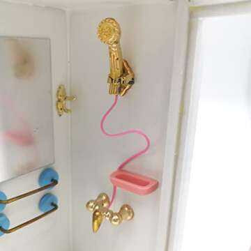 SXFSE Dollhouse Shower Room,1:12 Dollhouse Miniature Furniture Simulation White Bathroom Shower Room