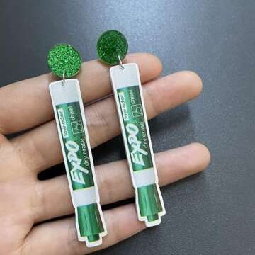 Beaded Pencil Earrings Teacher Earrings for Women Handmade Funny Pencil Book Drop Dangle Earrings for Teachers Appreciation Day Creative Jewelry Gifts -Style 8