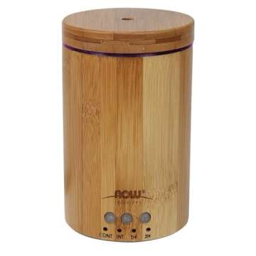 NOW Essential Oils, Ultrasonic Real Bamboo Aromatherapy Oil Diffuser, Extremely Quiet, Heat Free and Easy to Clean, Color Changing LED Diffuser