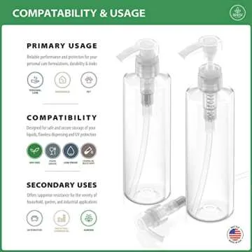 Bar5F Plastic Pump Bottles, 16 oz | Leak Proof, Empty Clear Cylinder, Refillable, BPA Free for Body Wash, Moisturizer, Face Cream, Liquid Hand Soap | Pack of 2