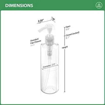 Bar5F Plastic Pump Bottles, 16 oz | Leak Proof, Empty Clear Cylinder, Refillable, BPA Free for Body Wash, Moisturizer, Face Cream, Liquid Hand Soap | Pack of 2