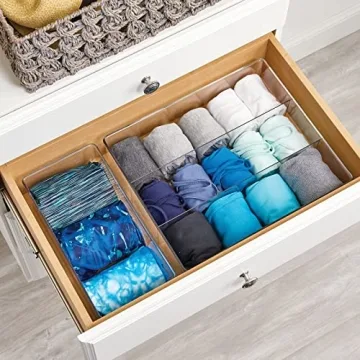 mDesign Long Plastic Drawer Organizer Boxes - 4 Pack - Clear